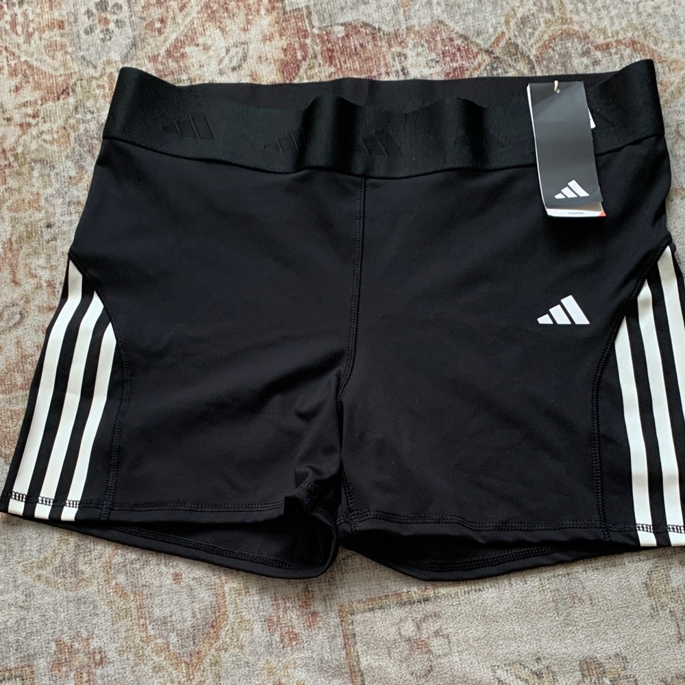 Adidas Women's Black Athletic Shorts with White Stripes
